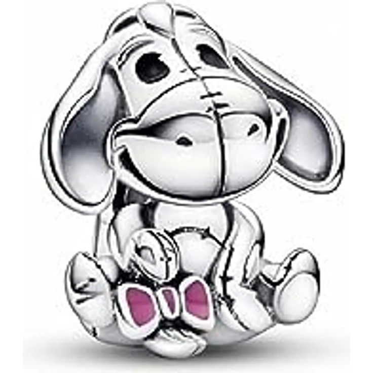 PANDORA Disney Winnie Puuh I-Ah Charm, aus Sterling Silber und Emaille, sitzende Esel-Figur mit lebensechten Ziernähten, kompatibel mit PANDORA Moments Armbändern – Bild 1