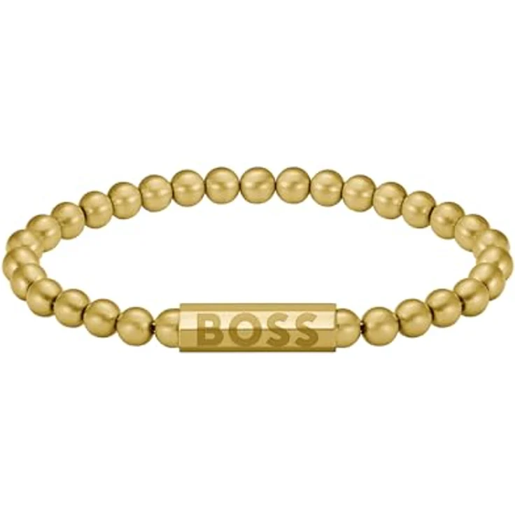 BOSS Jewelry SPHERE Armband für Herren, gelbgoldene Perlen aus gebürstetem Edelstahl, Größe M mit magnetischem Verschluss - 1580666M – Bild 1
