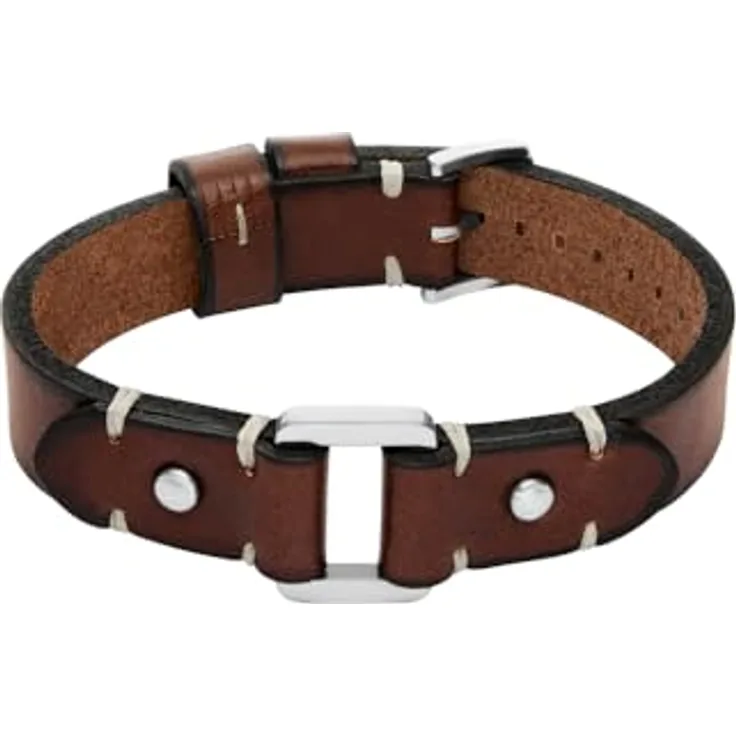 Fossil Machine Herren Armband, Braunes Leder, Mattes Finish mit Dornschließe, 25 cm Länge