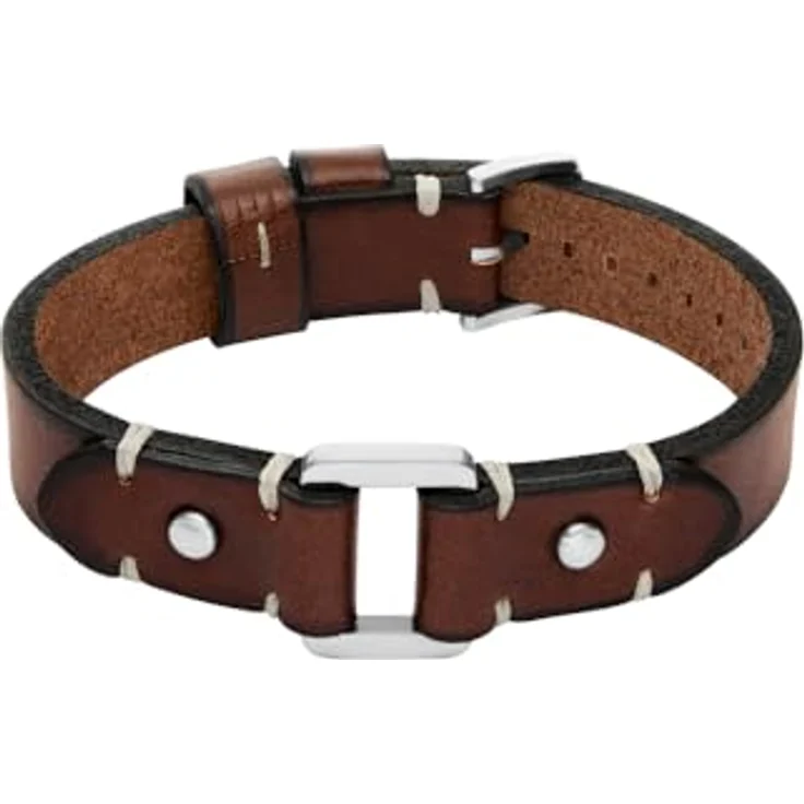 Fossil Machine Herren Armband, Braunes Leder, Mattes Finish mit Dornschließe, 25 cm Länge – Bild 1
