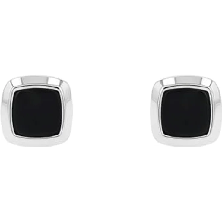 Amor Ohrstecker Edelstahl Herren Ohrschmuck mit Achat, 0,7 cm, Schwarz, in Schmuck Geschenk Box – Bild 3