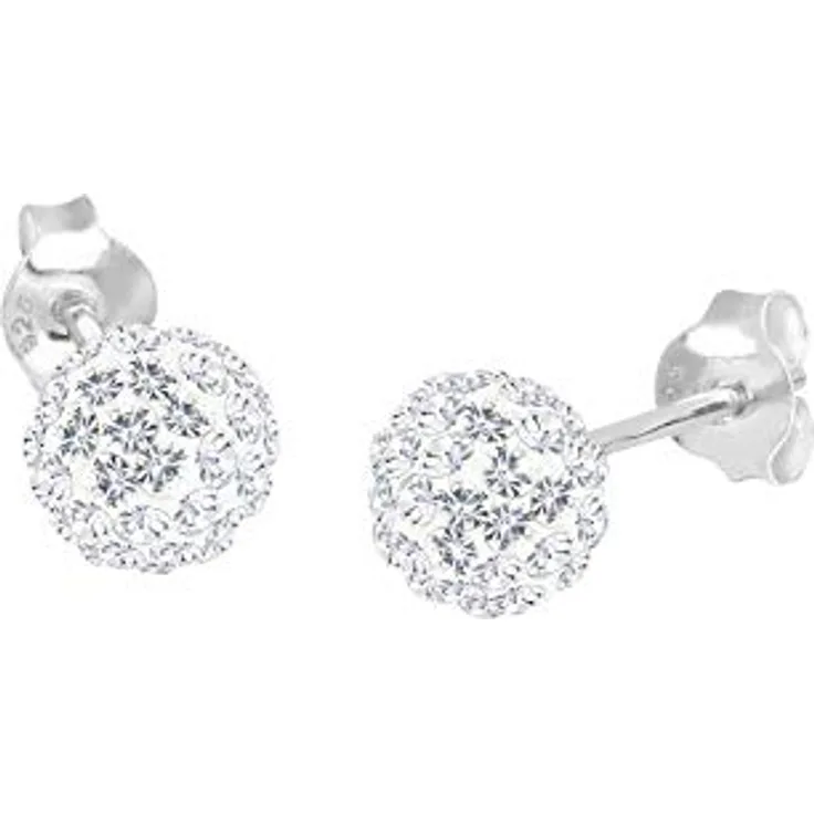 Elli Ohrringe Damen Kugel Stecker mit Kristallen aus 925 Sterling Silber, hochglanzpoliert und anlaufgeschützt