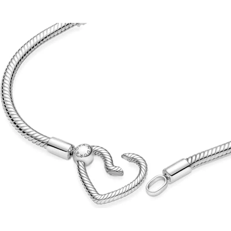PANDORA Moments Armband "Herzverschluss" silber, 17 cm, Sterling-Silber mit Schlangen-Gliederarmbanddesign für bis zu 25 Charms – Bild 5