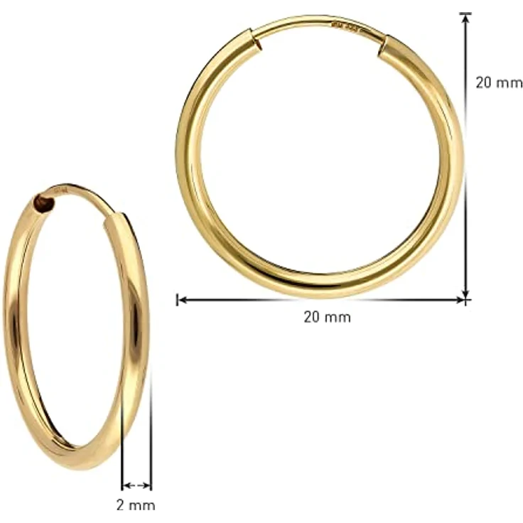 trendor Damen-Ohrringe Gold 333 / 8K Creolen, 2 mm Breite, Ø 20 mm, eleganter Ohrschmuck aus Echtgold, zeitlose Geschenkidee, 15174 – Bild 4