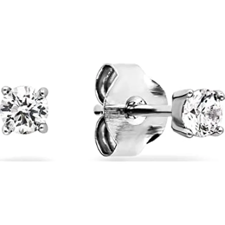 FAVS Damen-Ohrstecker 925er Silber mit 2 Zirkonia, klassisches Design, One Size
