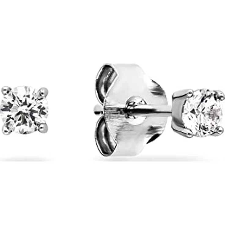 FAVS Damen-Ohrstecker 925er Silber mit 2 Zirkonia, klassisches Design, One Size – Bild 1
