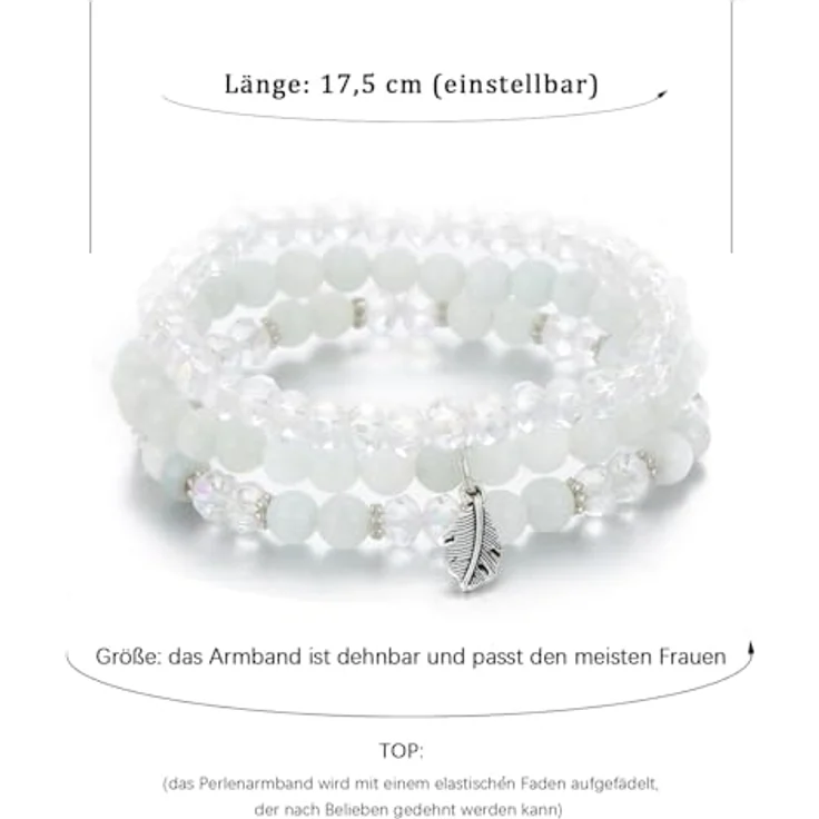 FULU AUTUMN Perlenarmband Set, Stretch Damen Armband Mehrschichtiges Boho Modeschmuck für Mama, Oma und Frau, Pure White – Bild 4