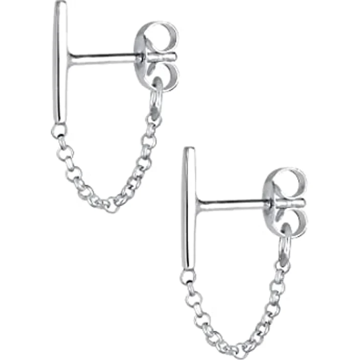 Elli Ketten-Ohrstecker Geo Basic, trendige Damen-Ohrringe aus 925 Sterling Silber, hochglanzpoliert, handgefertigt – Bild 3