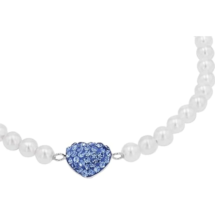Amor Damen Armband 925 Sterling Silber mit Herz-Anhänger und Muschelkernperle, 18 cm, Weiß, kommt in Schmuck Geschenk Box – Bild 3
