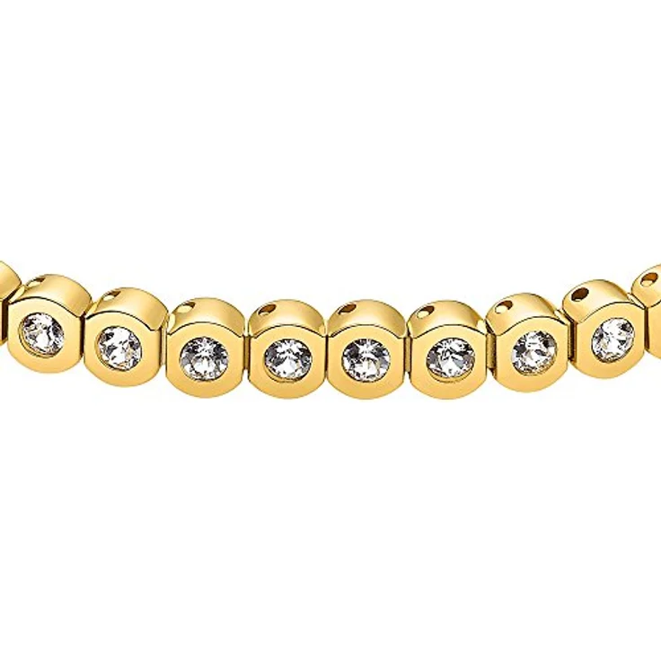 Heideman Amilla II, Damen Armband aus goldfarbigem mattem Edelstahl mit weißen Zirkonia Steinen und Verlängerung – Bild 3