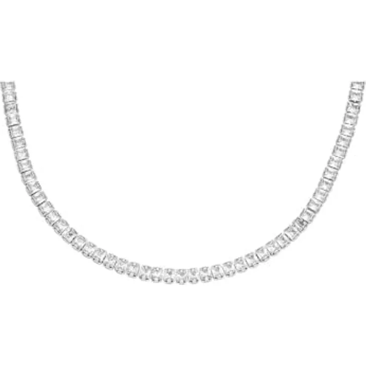 Fossil Damen-Halskette Heritage D-Link Glitz, Edelstahl silberfarben, poliertes Finish, Karabinerverschluss