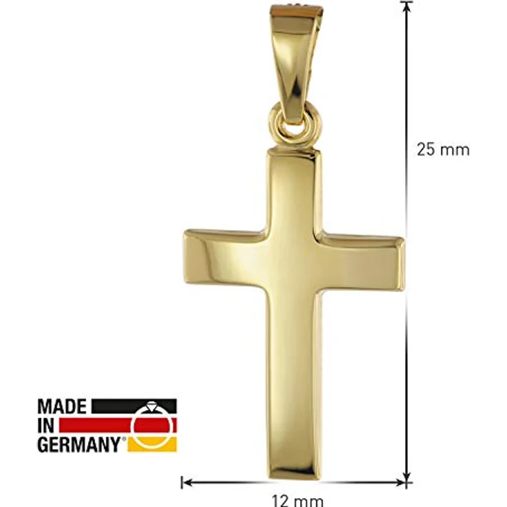 trendor Kreuzanhänger 585 Gold, 18 mm Damen Kettenanhänger aus Echtgold, massiver Schmuck mit hochglanzpolierter Oberfläche, elegantes Design, hochwertiges Geschenk – Bild 4