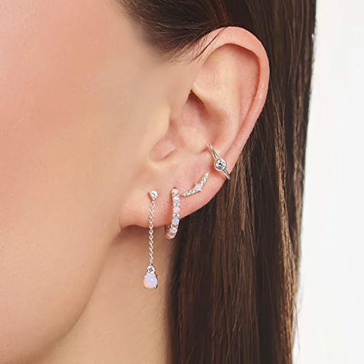 THOMAS SABO Damen Einzel-Creole, 925er Sterlingsilber mit Rosa Steinen, 15 mm Durchmesser, CR664-166-7 – Bild 3