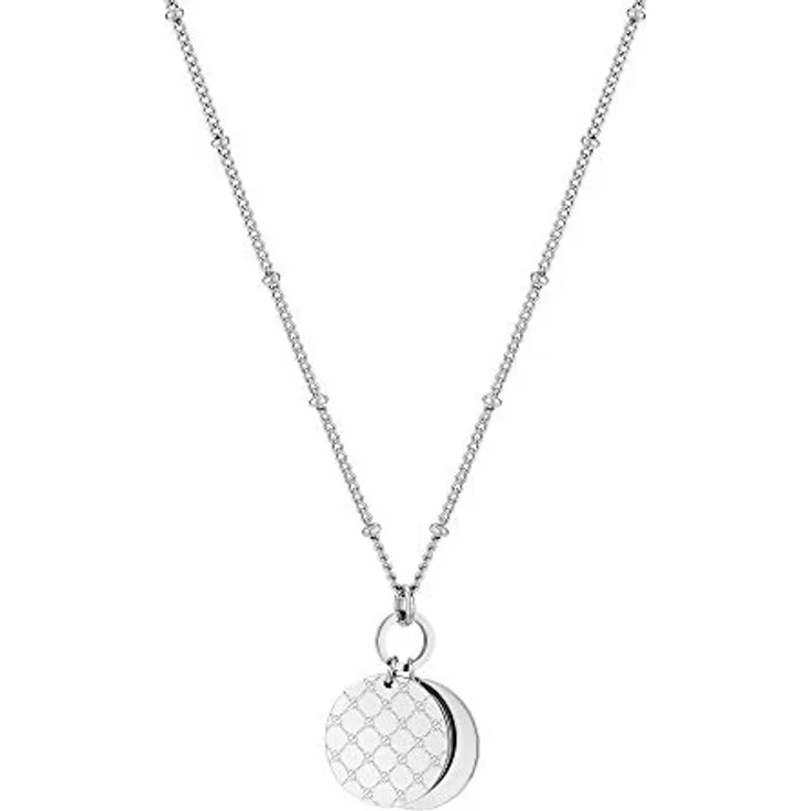 Tamaris TJ-0046-N-45, Damen-Halskette mit Kugelelementen und Logomania-Anhängern, Edelstahl poliert, 45 cm, verlängerbar, inkl. Geschenkverpackung
