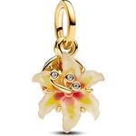 PANDORA Disney Rapunzel Glow-in-the-Dark-Charm, Magische Blume aus Sterling Silber mit 14 Karat vergoldeter Metalllegierung und Zirkonia, kompatibel mit Moments, 764020C01