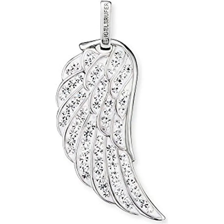Engelsrufer Damen Anhänger Engelsflügel, Sterling Silber mit 77 weißen Kristallen, nickelfrei, Größe: 42 mm, Ösenverschluss
