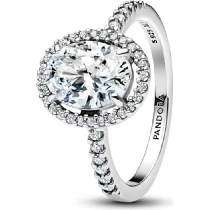 PANDORA Timeless Ovaler Funkelnder Strahlenkranz Statement-Ring aus Sterling Silber mit Zirkonia, Größe: 54, 193777C01-54 – Bild 1