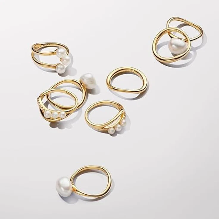 PANDORA Essence Barocke Behandelte Süßwasserzuchtperle Ring aus Sterling Silber mit vergoldeter Metalllegierung, Größe 56, 163293C01-56 – Bild 4