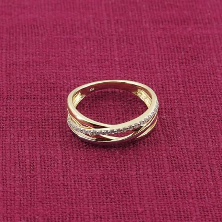 trendor Damenring Gold 333/8K Bicolor, mit Zirkonias, 6 mm, Ringgröße 54/17,2, ideal als Geschenk – Bild 3