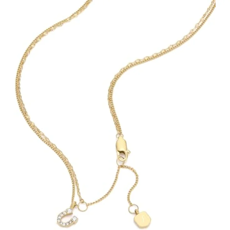 FOSSIL Runde goldfarbene Edelstahl-Halskette mit Anhängern, 40,64 cm, poliert, Karabinerverschluss – Bild 3