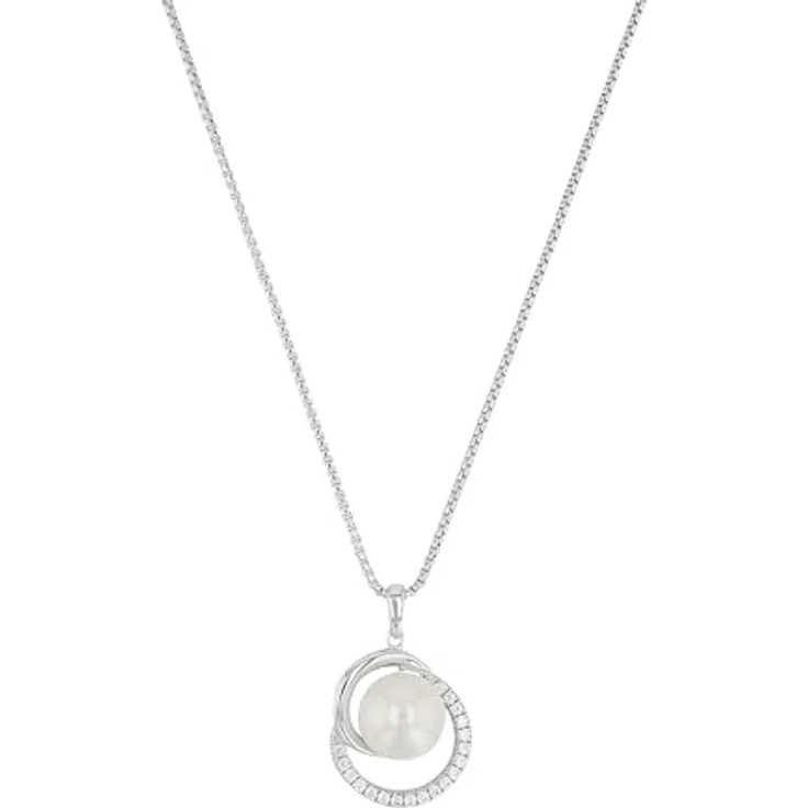 JOOP! 925 Sterling Silber Damen-Halskette mit Zirkonia und Süßwasserzuchtperle, 42+3 cm, Geschenkbox – Bild 2