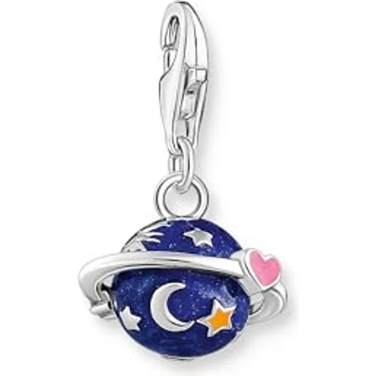 Thomas Sabo Charm Club Original Charm-Anhänger Saturn, bunte Kaltemaille aus recyceltem 925 Silber mit Karabinerverschluss – Bild 1