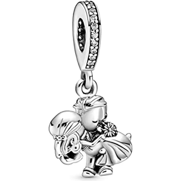 PANDORA Charm "Ehepaar" Brautpaar Hochzeit, Sterling-Silber mit klarem Cubic Zirkonia, Hochzeitsgeschenk 798896C01