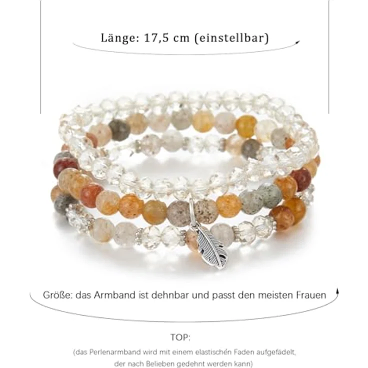 FULU AUTUMN Perlenarmband Set, Mehrschichtiges Boho Damen Armband in Braun, Handgefertigt mit Naturstein und Kristall, Stretch Design, Ideal als Geburtstagsgeschenk für Frauen – Bild 5