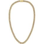 BOSS Jewelry Gliederhalskette für Herren, Panzer-Halskette in Gelbgold, 61 cm mit magnetischem Verschluss und graviertem Logo - 1580402