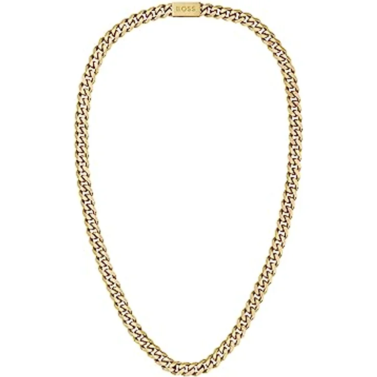 BOSS Jewelry Gliederhalskette für Herren, Panzer-Halskette in Gelbgold, 61 cm mit magnetischem Verschluss und graviertem Logo - 1580402 – Bild 1