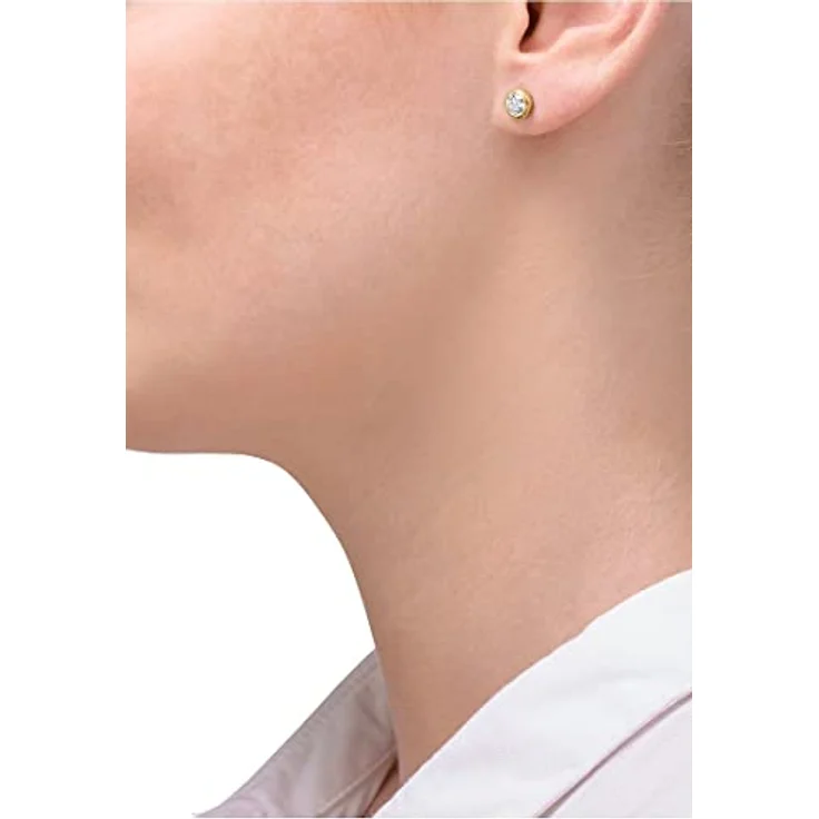 JETTE Damen-Ohrstecker 925er Silber rhodiniert mit 2 Zirkonia, Gold, One Size – Bild 3