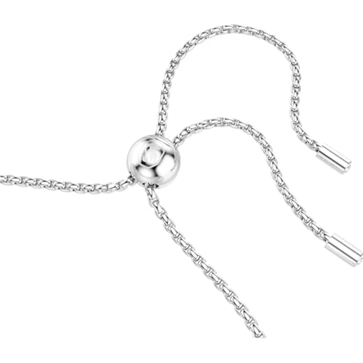 Swarovski Matrix Tennis Armband, Rhodiniertes Damenarmband im Cupchain-Design mit Weißen Kristallen, Armbandlänge 24 cm, Armbandbreite 0.4 cm – Bild 3