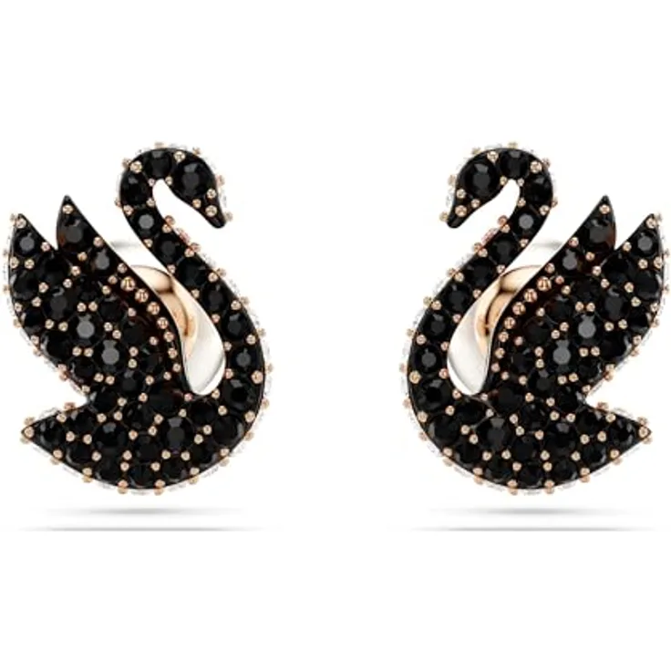 Swarovski Ohrstecker Iconic 5684608, Roségold mit schwarzem Swarovski-Kristall-Besatz, 1 cm