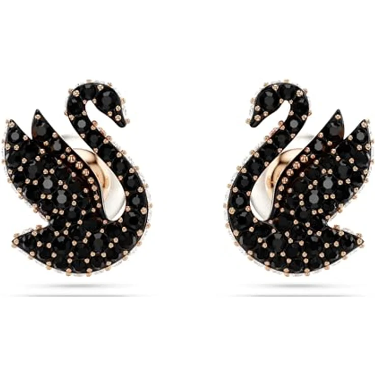 Swarovski Ohrstecker Iconic 5684608, Roségold mit schwarzem Swarovski-Kristall-Besatz, 1 cm – Bild 1
