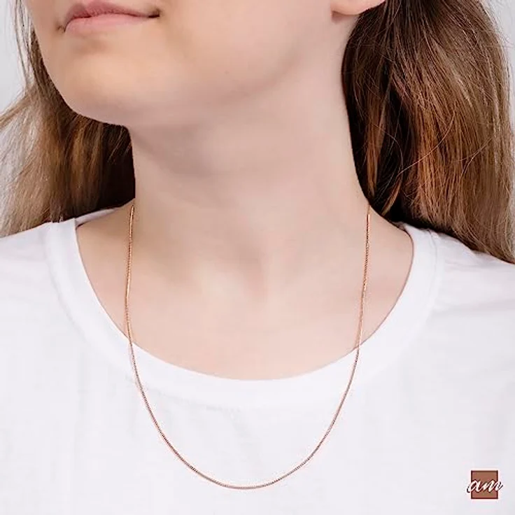 Amberta 925 Sterlingsilber 14k Roségold Damen-Halskette, Panzerkette 1.3 mm, 55 cm, nickelfrei, mit Echtheitszertifikat – Bild 2