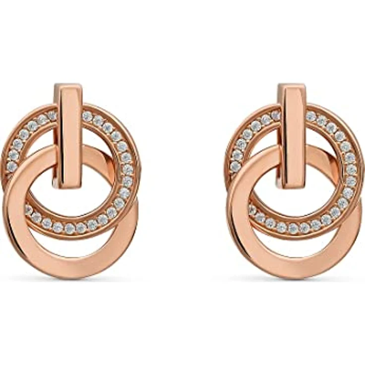 JETTE Damen-Ohrstecker Swing, 925er Silber mit 58 Zirkonia, Roségold, 1,9 cm – Bild 1