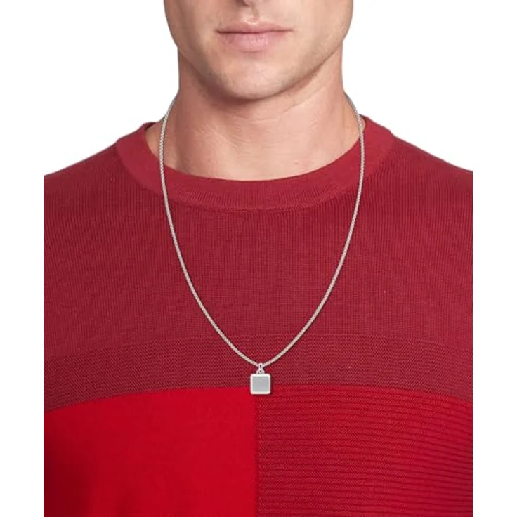Tommy Hilfiger Jewelry Halskette für Herren, Edelstahl Box Chain mit quadratischem Anhänger, 61 cm, sicherer Klappverschluss – Bild 3
