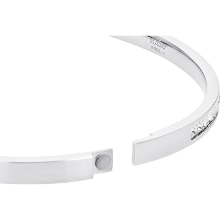 s.Oliver Damen Armreif Silber, Edelstahl mit Swarovski-Kristallen, Scharnierverschluss, inkl. Geschenkbox – Bild 3