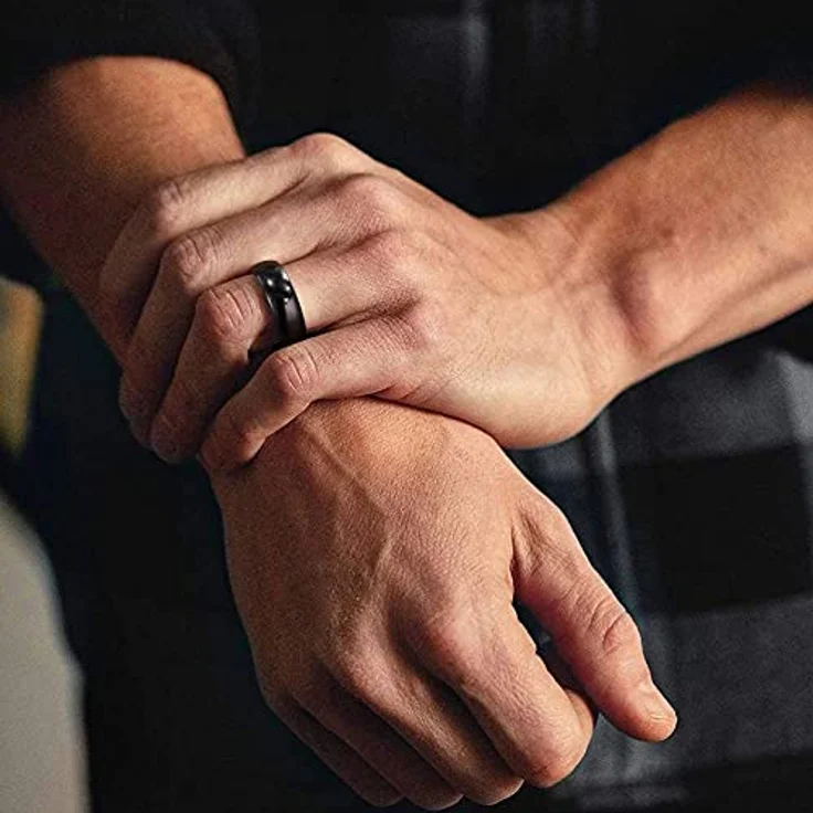 Zakk Wolfram Ringe, schmaler schwarzer Ring für Damen und Herren, poliert, 8mm (Größe 69) – Bild 4