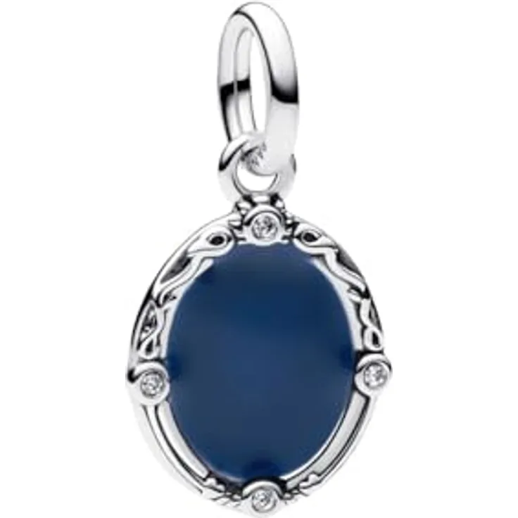 PANDORA Moments Disney Zauberspiegel Charm-Anhänger aus Sterling Silber mit tiefblauer Emaille und Zirkonia, kompatibel mit ME und Moments Kollektion, 793840C01