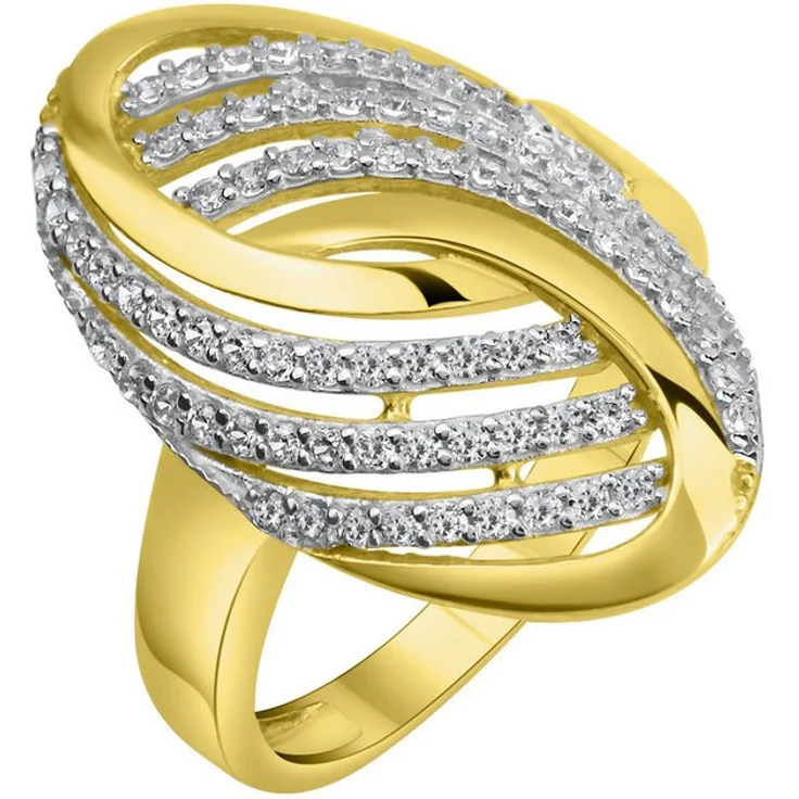 Fascination by Ellen K. Fingerring 585/- Gelbgold bicolor mit 74 weißen Zirkonia, 4mm breit, glänzend