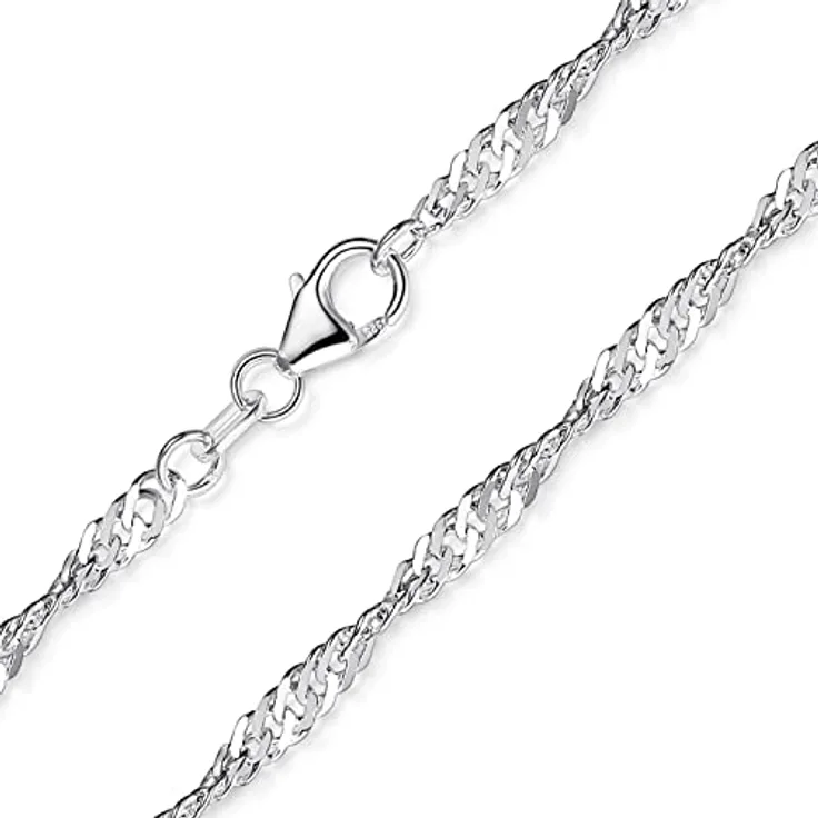 MATERIA by Matthias Wagner Singapurkette 925 Silber Damen, gedreht, 3mm, 70cm, hypoallergen, Made in Germany