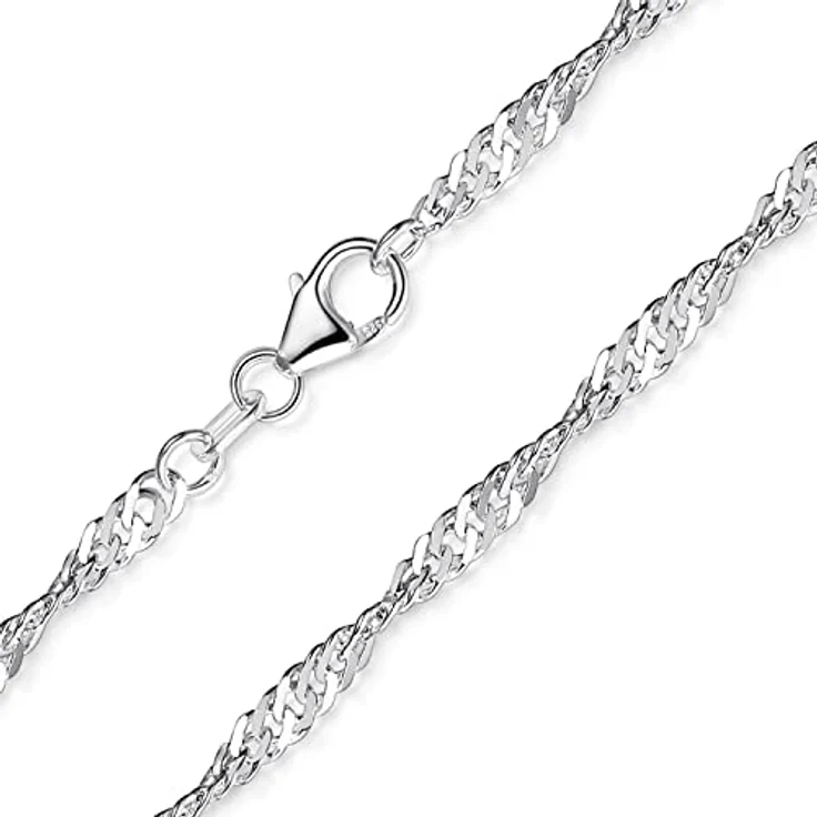 MATERIA by Matthias Wagner Singapurkette 925 Silber Damen, gedreht, 3mm, 70cm, hypoallergen, Made in Germany – Bild 1