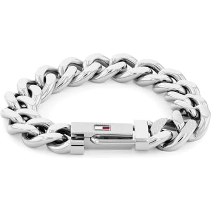 Tommy Hilfiger Jewelry Gliederarmband für Herren aus Edelstahl mit ikonischer Flagge, 190 mm Umfang, verstellbare Klappschließe – Bild 1