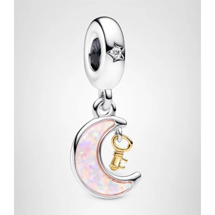 Pandora Charm-Einhänger SHINE-762985C01, Mond mit Opal und Schlüssel, Zirkonia, Sterling Silber und 14k vergoldeter Metalllegierung – Bild 3