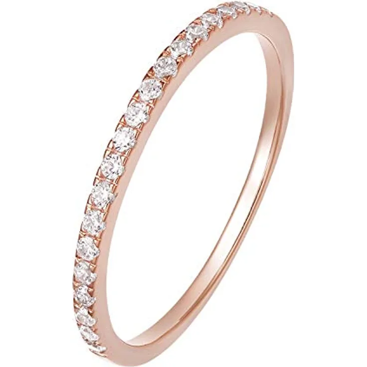 Zakk Eternity Ring Damen Ewigkeitsring Silber 925 mit Zirkonia und Roségold Vergoldung, schmal, Größe 66 (21.0)