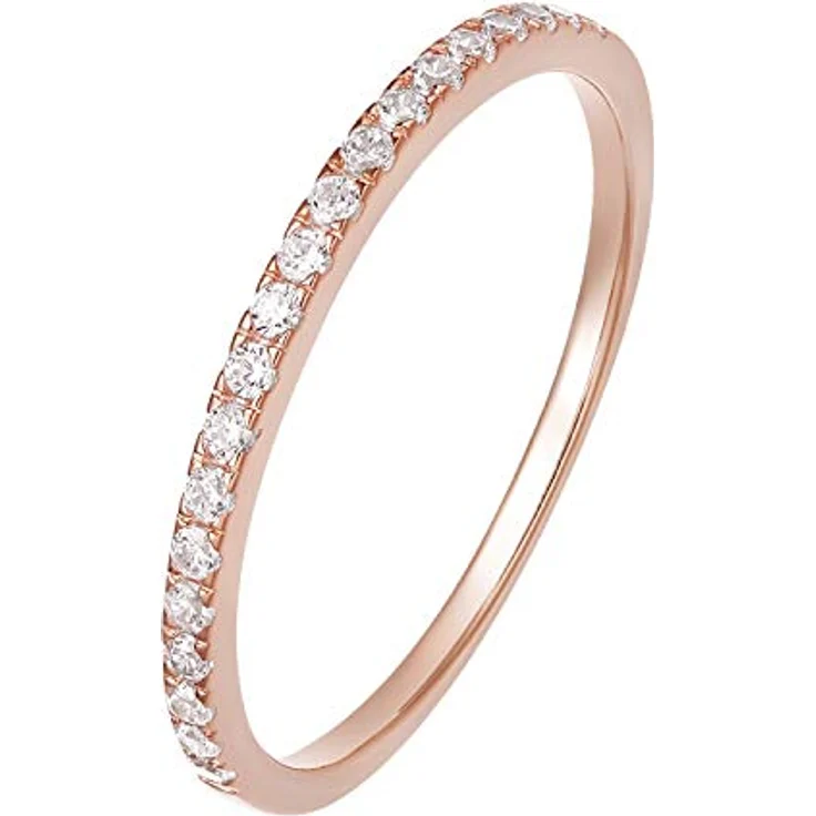 Zakk Eternity Ring Damen Ewigkeitsring Silber 925 mit Zirkonia und Roségold Vergoldung, schmal, Größe 66 (21.0) – Bild 1
