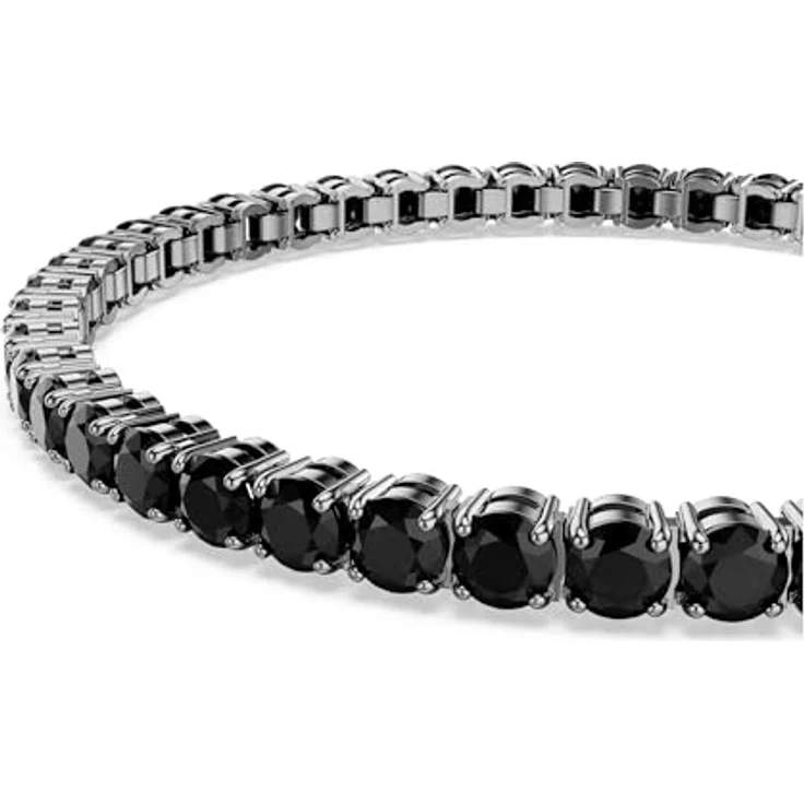 Swarovski Matrix Tennis Armband, Ruthenierte Armkette mit schwarzen Keramikelementen und Kastenverschluss, 15.5 cm – Bild 4