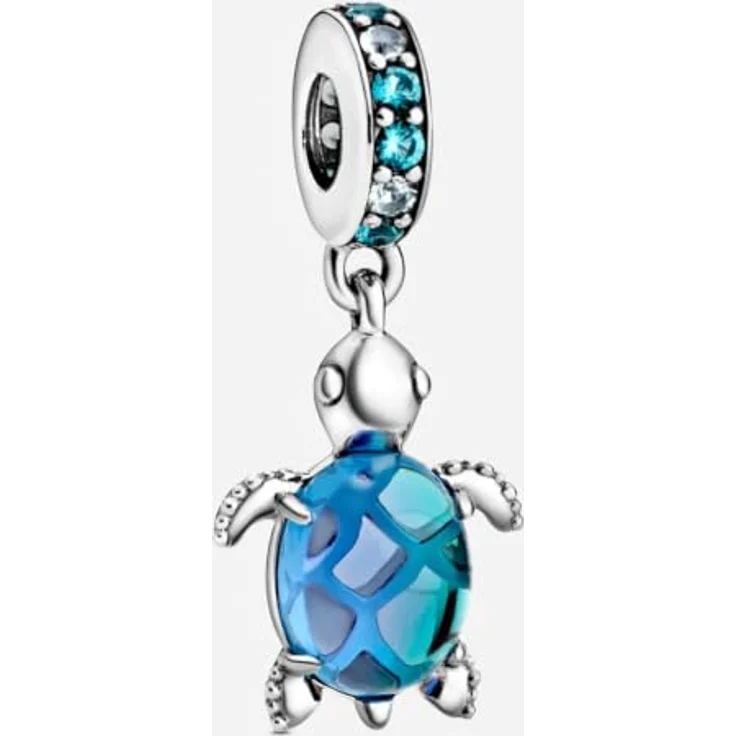 Pandora Charm-Einhänger Murano Glass Sea Turtle Dangle Charm, 925er Silber mit blauer Glasperle und bunten Schmuckkristallen – Bild 10