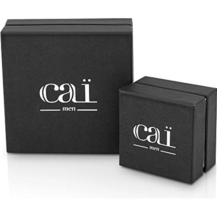 caÏ Herren Ohrring 925/- Sterling Silber, 1,4cm Oxidiert, nickelfrei, Silbergrau – Bild 3